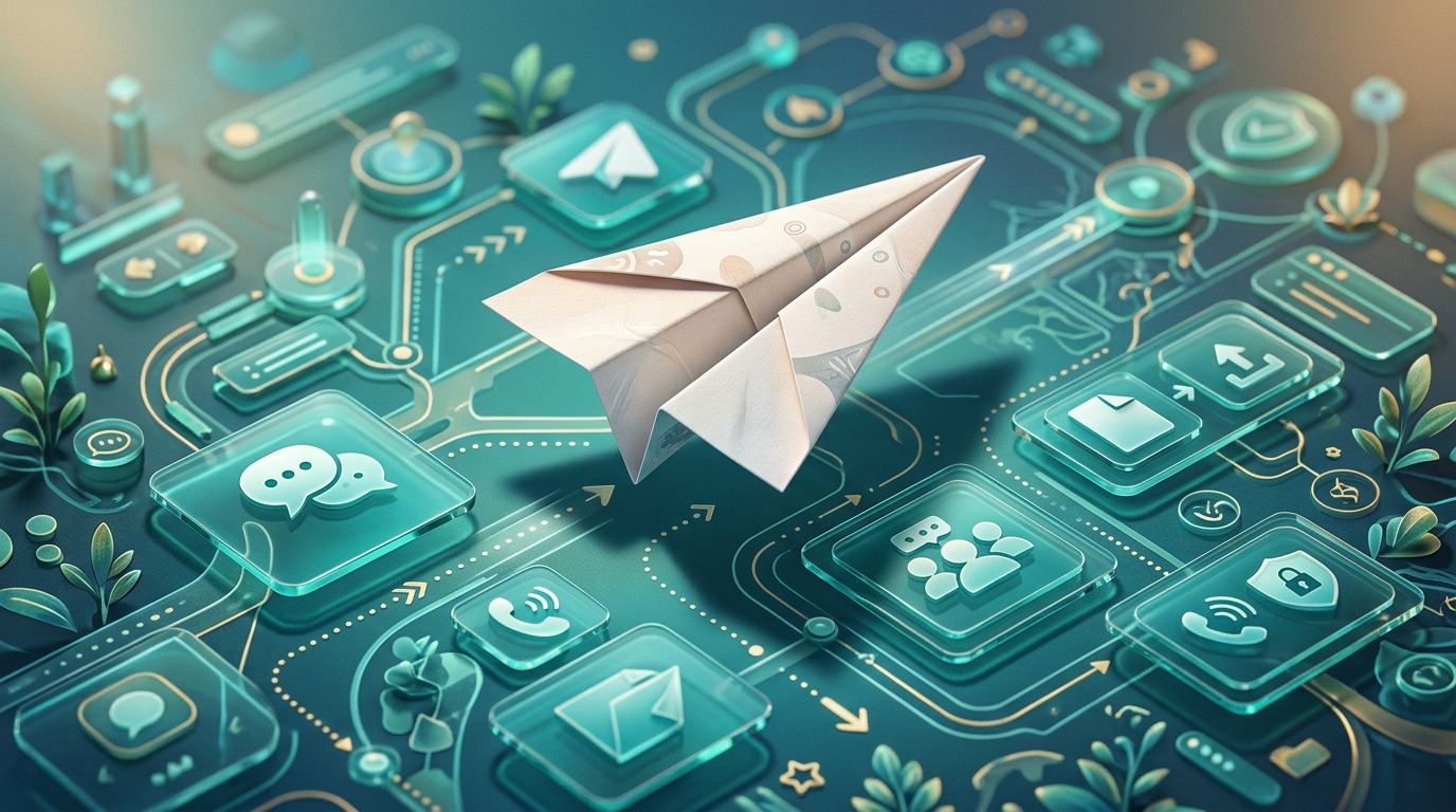 纸飞机与 Telegram 官方客户端关系示意图